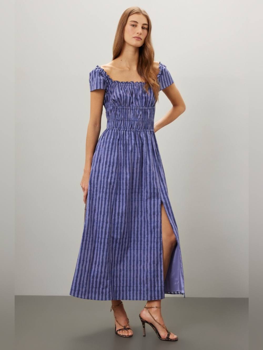 Altuzarra Lavender Striped Smocked Maxi Dress